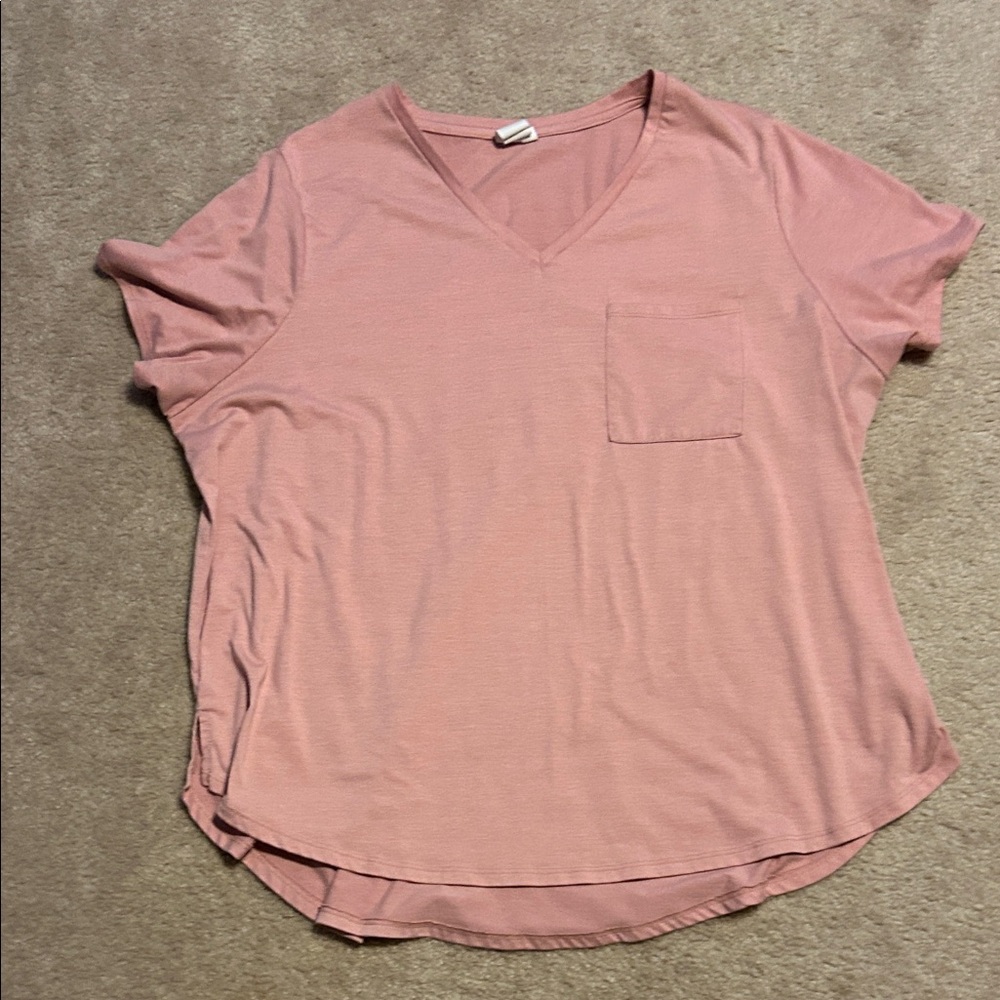 Casual V-Neck Pink Tee for Women